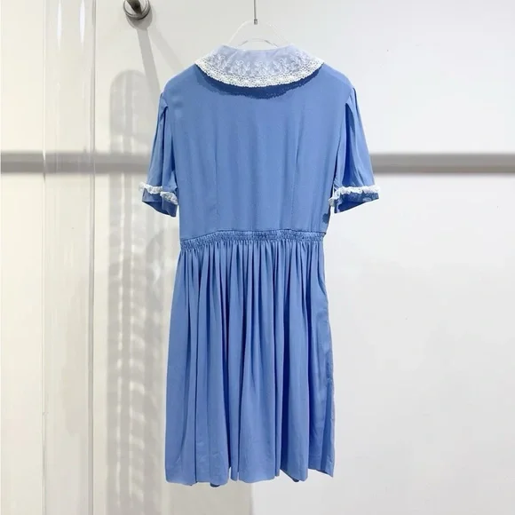 Authentic Miu Miu Blue Dress with White Lace Collar - Picture 2 of 9